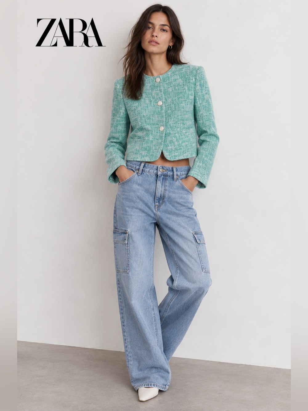 New ZARA Textured Crop Blazer.